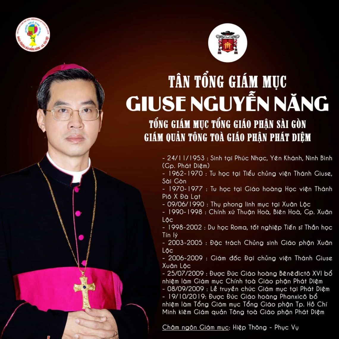 ĐGH Phanxicô bổ nhiệm Đức Cha Giuse Nguyễn Năng làm Tân Tổng Giám Mục TGP Sài Gòn