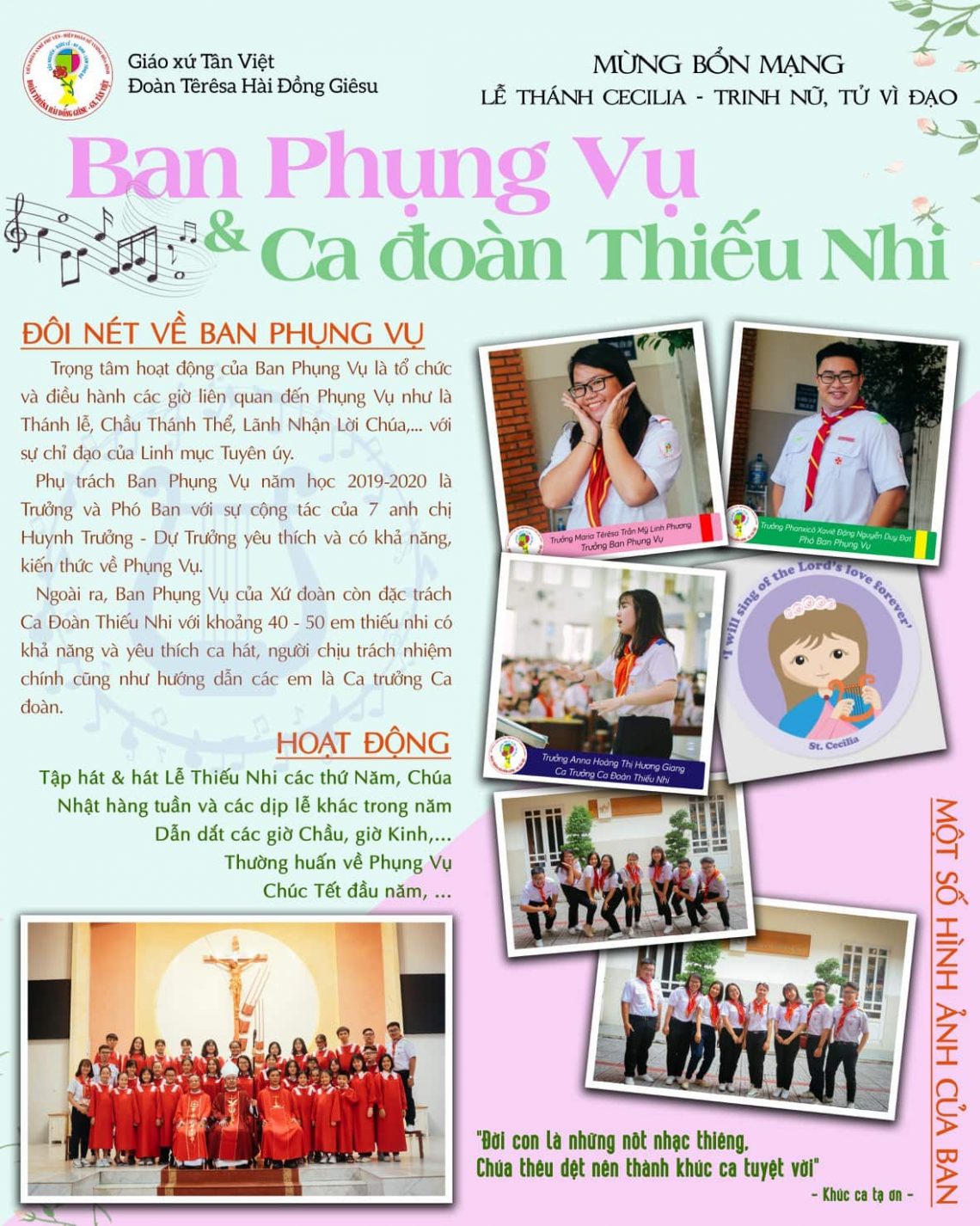 Lễ kính Thánh nữ Cêcilia (22.11.2019) – Bổn mạng Ban Phụng Vụ & Ca đoàn Thiếu Nhi