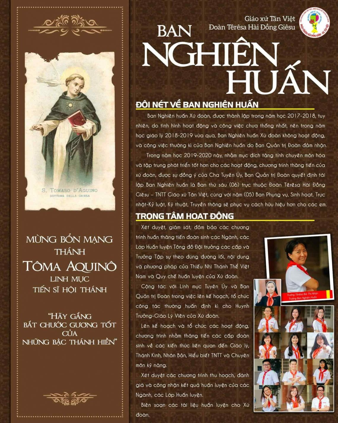 Lễ kính Thánh Tôma Aquinô (28.01.2020) – Bổn mạng Ban Nghiên Huấn