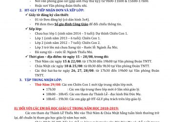 Đăng ký học Giáo lý năm học 2019-2020