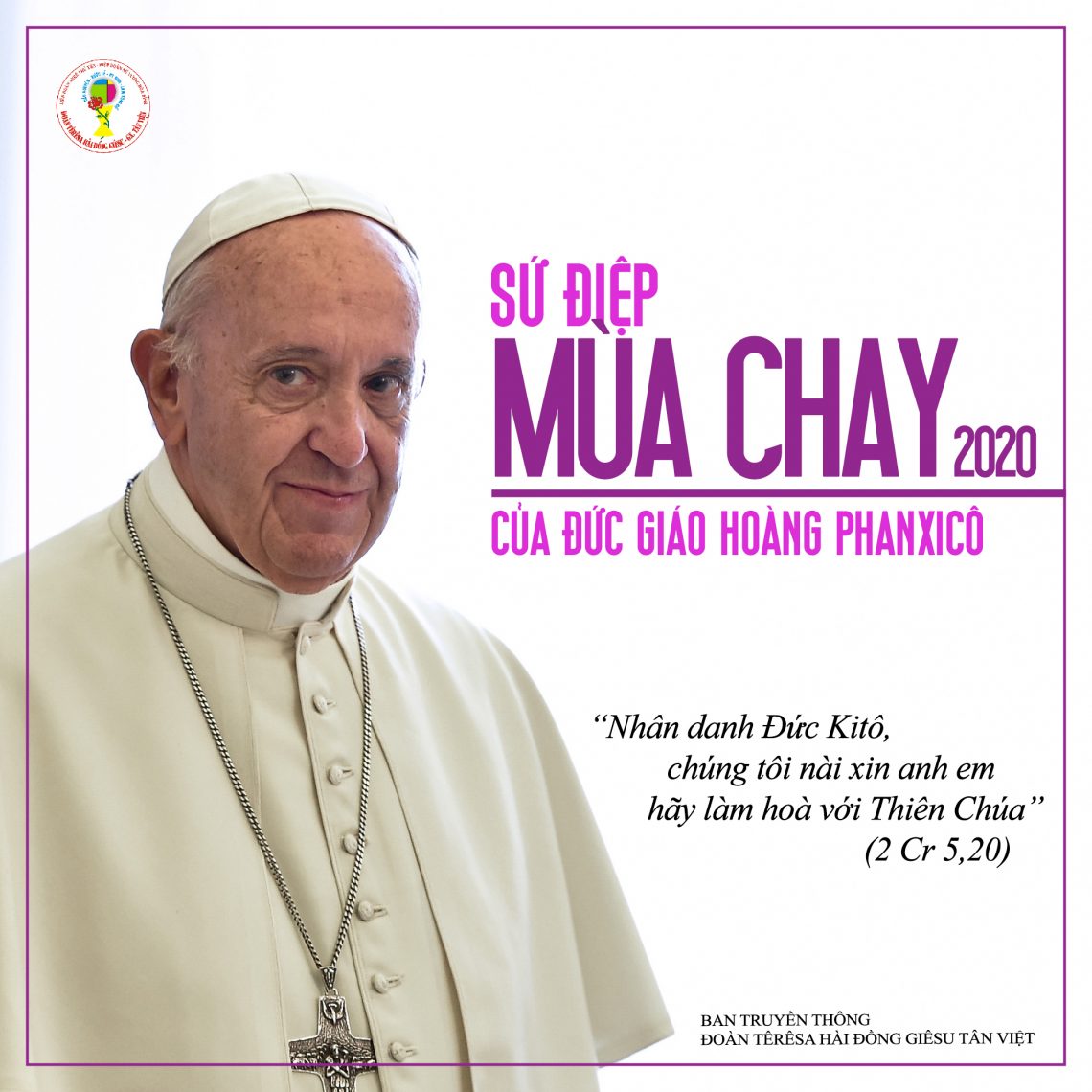 Sứ điệp mùa chay 2020 của Đức Giáo Hoàng Phanxicô