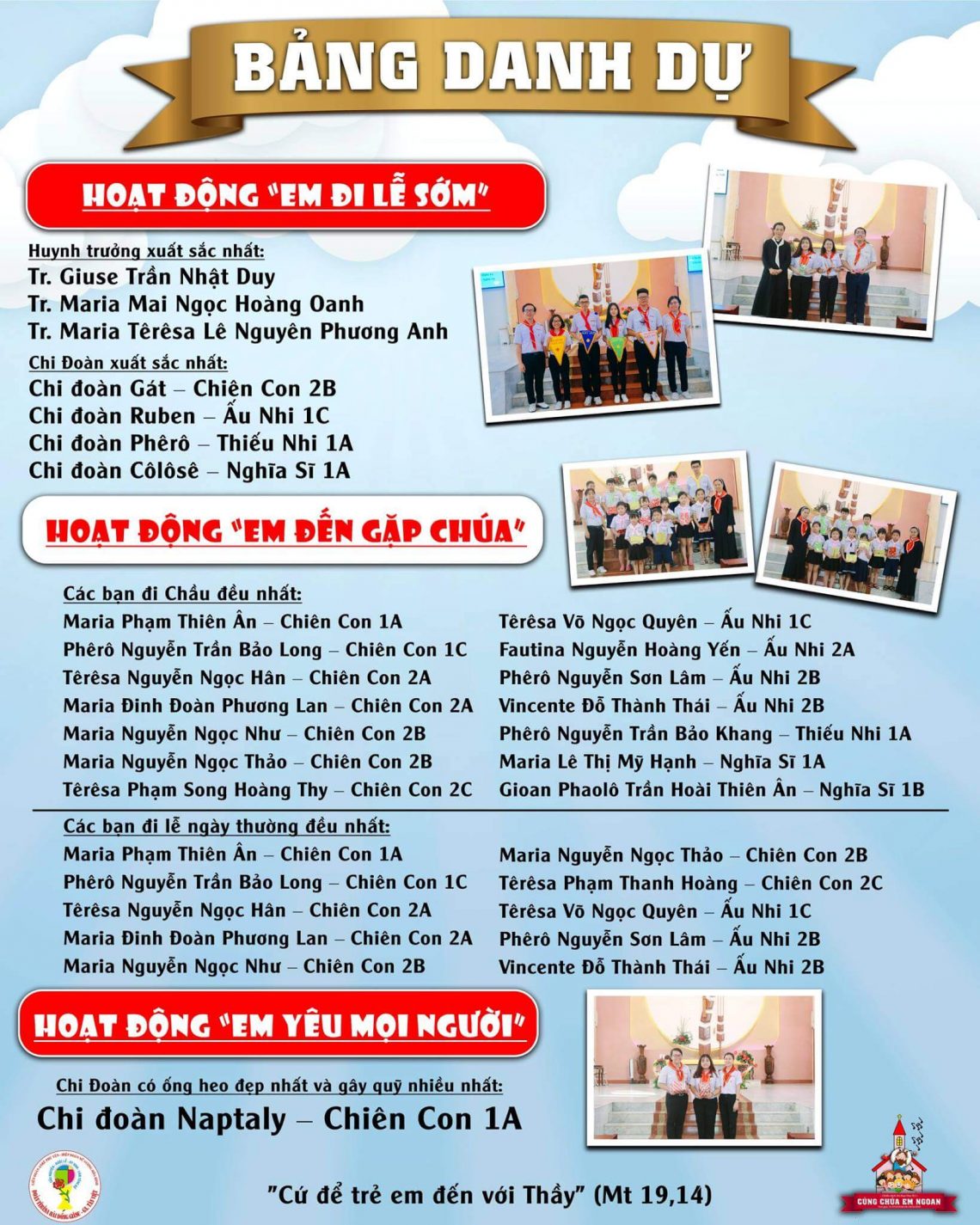 Sơ kết chiến dịch học kỳ 1 – Cùng Chúa Em Ngoan