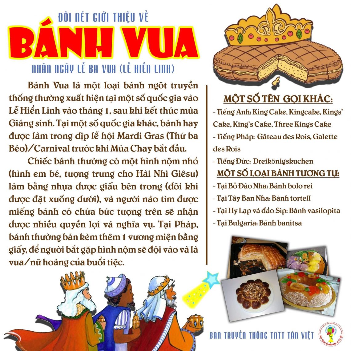 Đôi nét giới thiệu về bánh vua – Nhân ngày lễ Ba Vua (Lễ Hiển Linh)