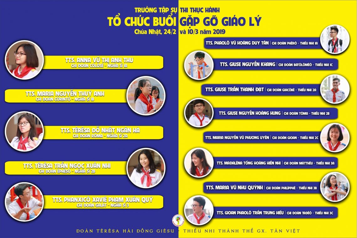 Trưởng tập sự thi thực hành – Tổ chức buổi gặp gỡ giáo lý (Chúa Nhật 24/02, 10/03)