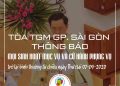 Toà TGM Sài Gòn thông báo sinh hoạt trở lại bình thường từ Thứ Hai 07.09.2020