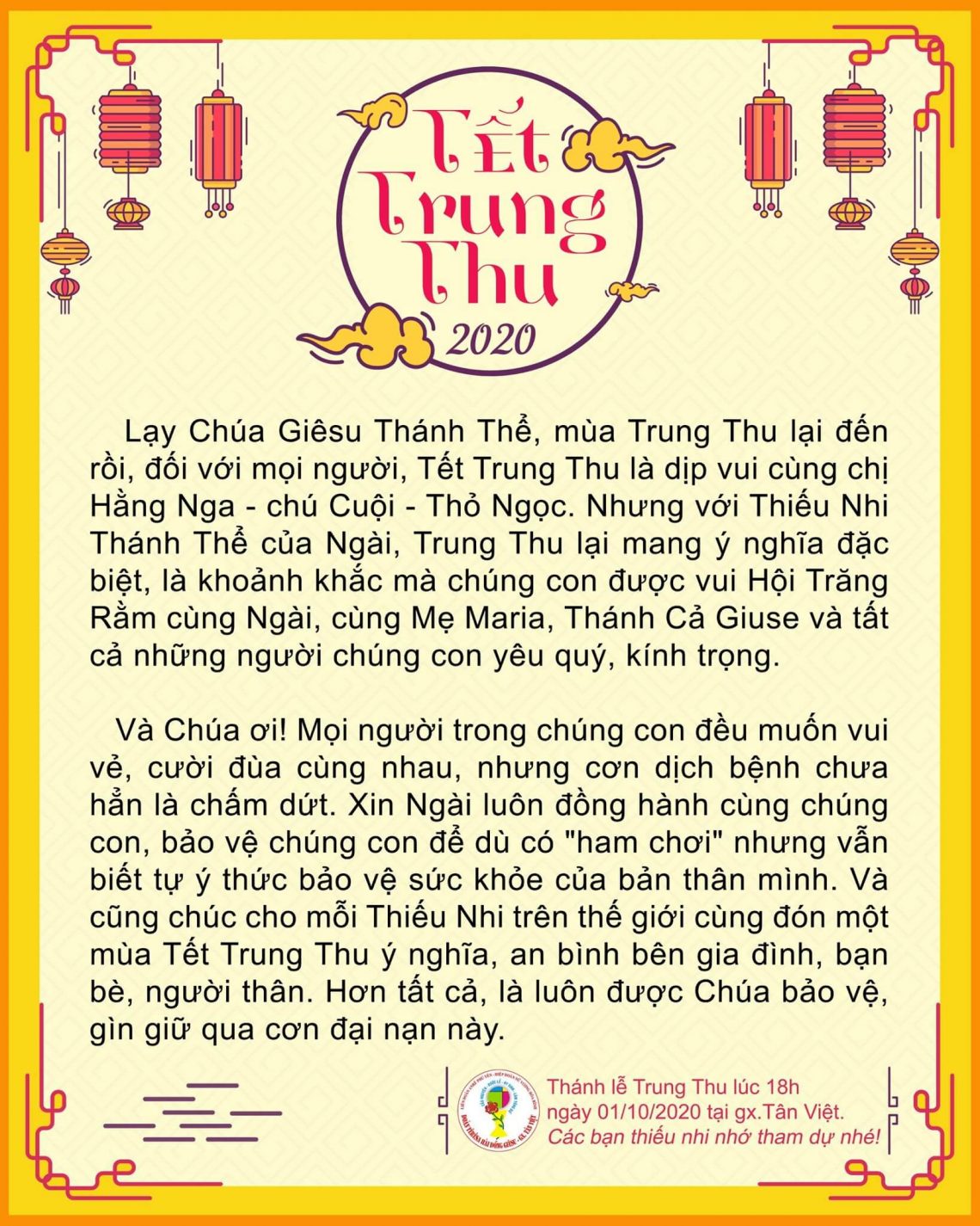 Lời cầu nguyện – Trung thu 2020