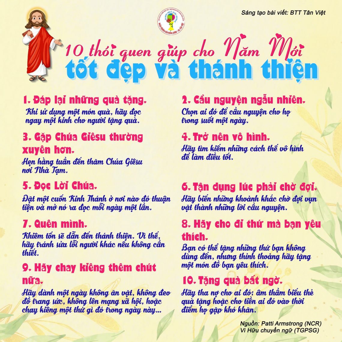 10 thói quen giúp cho năm mới tốt đẹp và thánh thiện