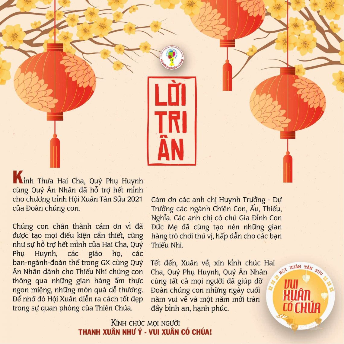 Lời tri ân – Xuân Tân Sửu 2021