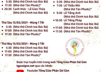 Hạn chế sinh hoạt xứ đoàn & Lịch phụng vụ trực tuyến TGP Sài Gòn