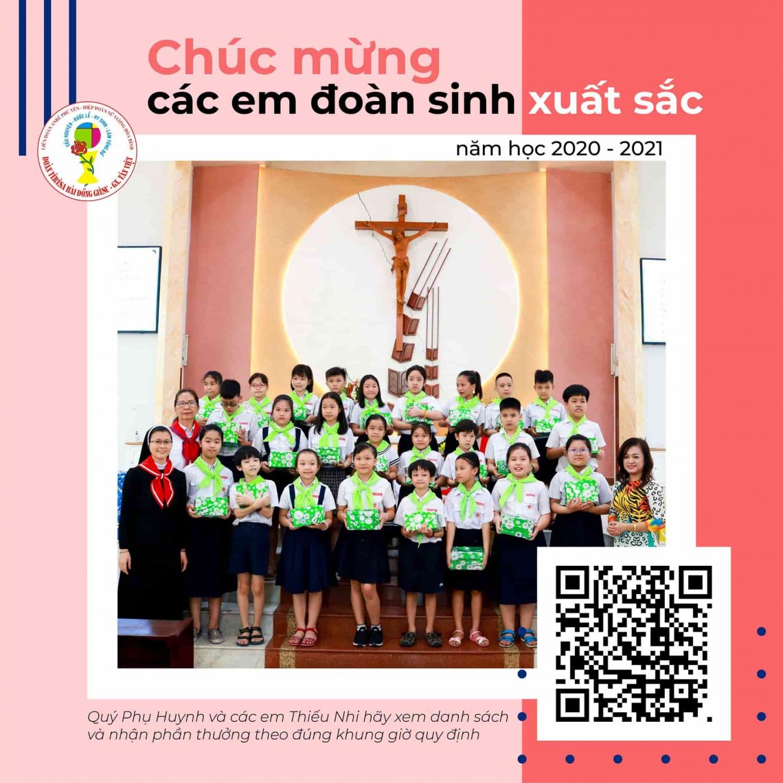 Danh sách các em Đoàn sinh Xuất sắc Năm học Giáo lý 2020-2021